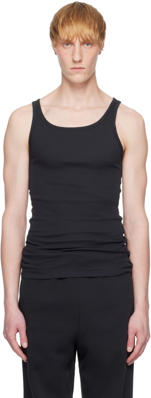 Photo: SKIMS Three-Pack Black SKIMS Cotton Rib Tank Tops