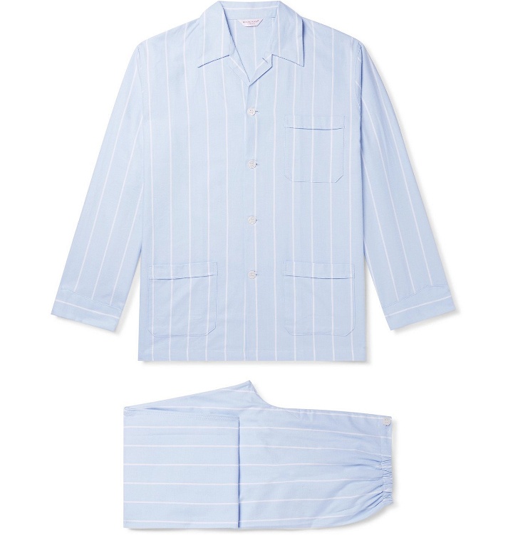 Photo: DEREK ROSE - Striped Brushed Cotton-Twill Pyjama Set - Blue