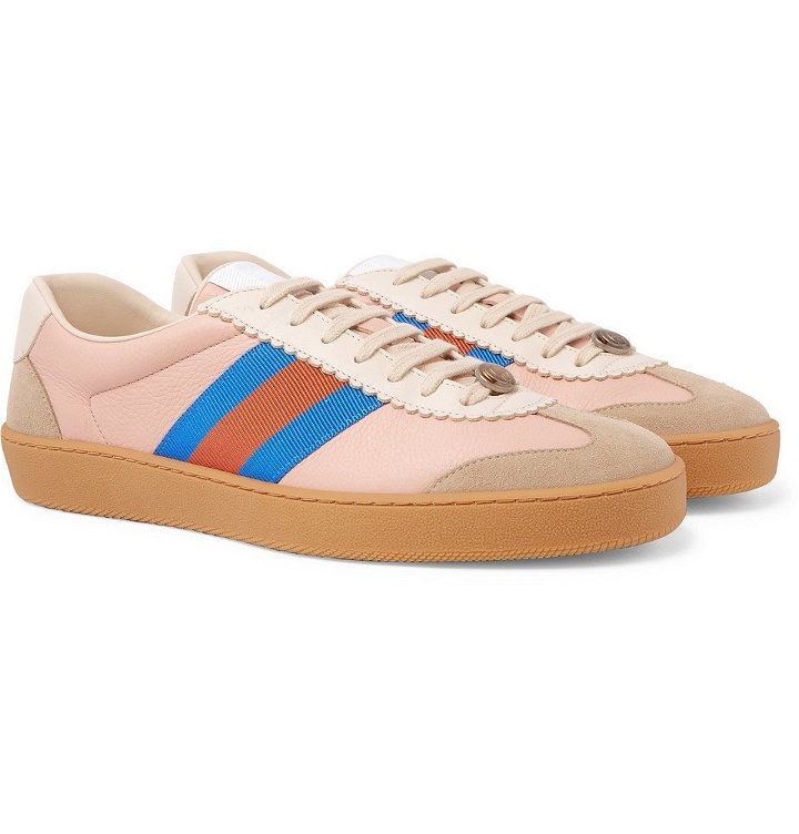 Photo: Gucci - Leather and Suede Sneakers - Men - Pink