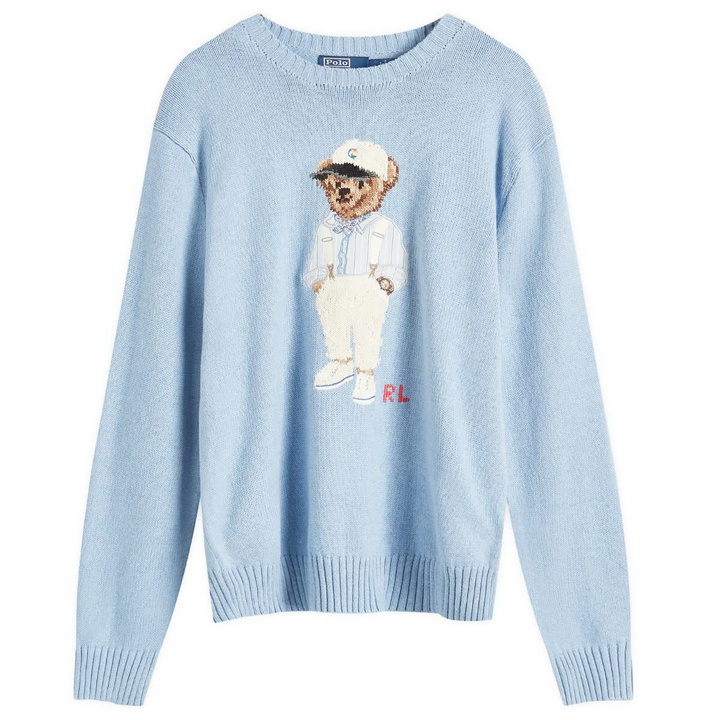 Photo: Polo Ralph Lauren Men's Hemingway Bear Crew Neck Jumper in Driftwood Blue