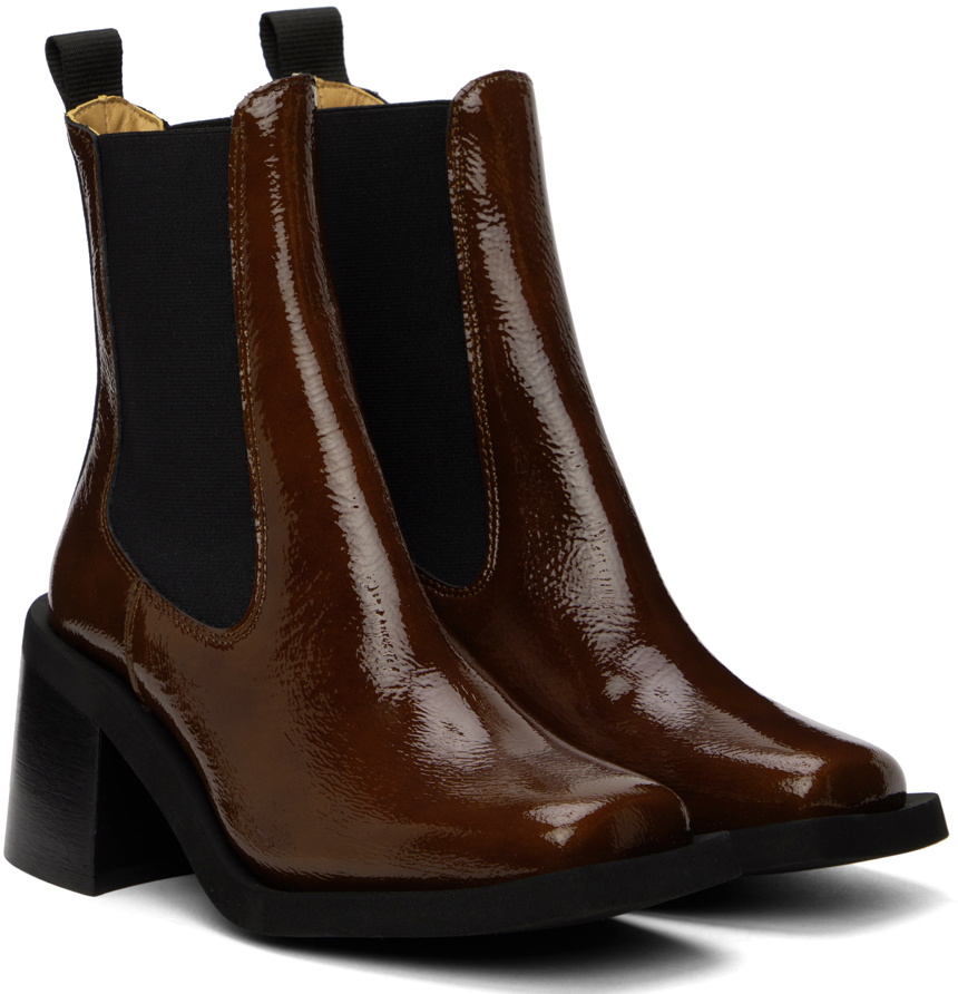 GANNI Brown Heeled Chelsea Boots