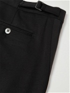 Favourbrook - Hampon Straight-Leg Wool-Barathea Tuxedo Trousers - Black