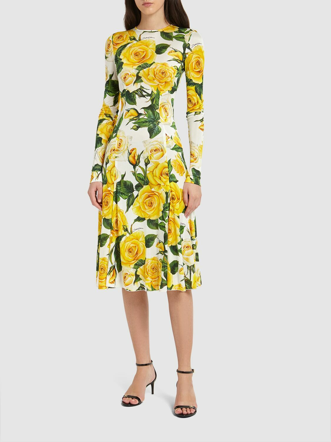 knee length dresses for ladies Dolce & Gabbana Floral Silk Midi Dress – AmeOro