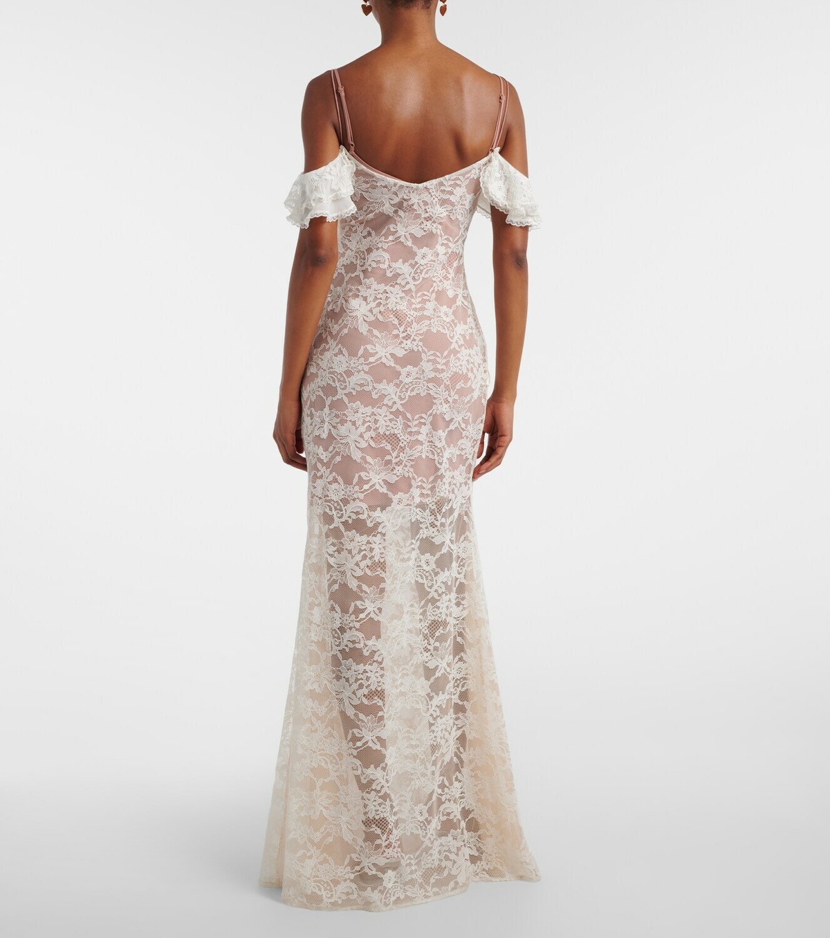Self-Portrait Floral-appliqué lace gown