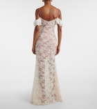 Self-Portrait Floral-appliqué lace gown