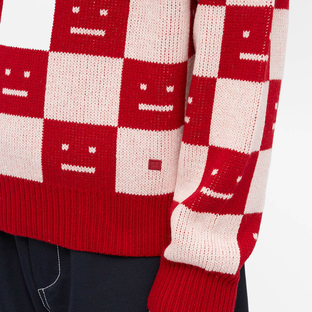 Acne Studios Men's Katlas Checkerboard Face Knit in Deep Red Acne Studios Men's Katlas Checkerboard Face Knit in Deep Red