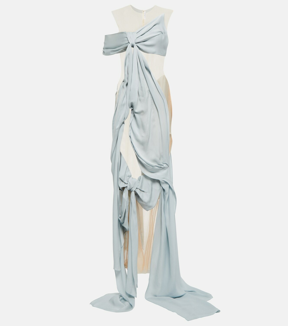 Acne Studios Gathered satin and mesh gown