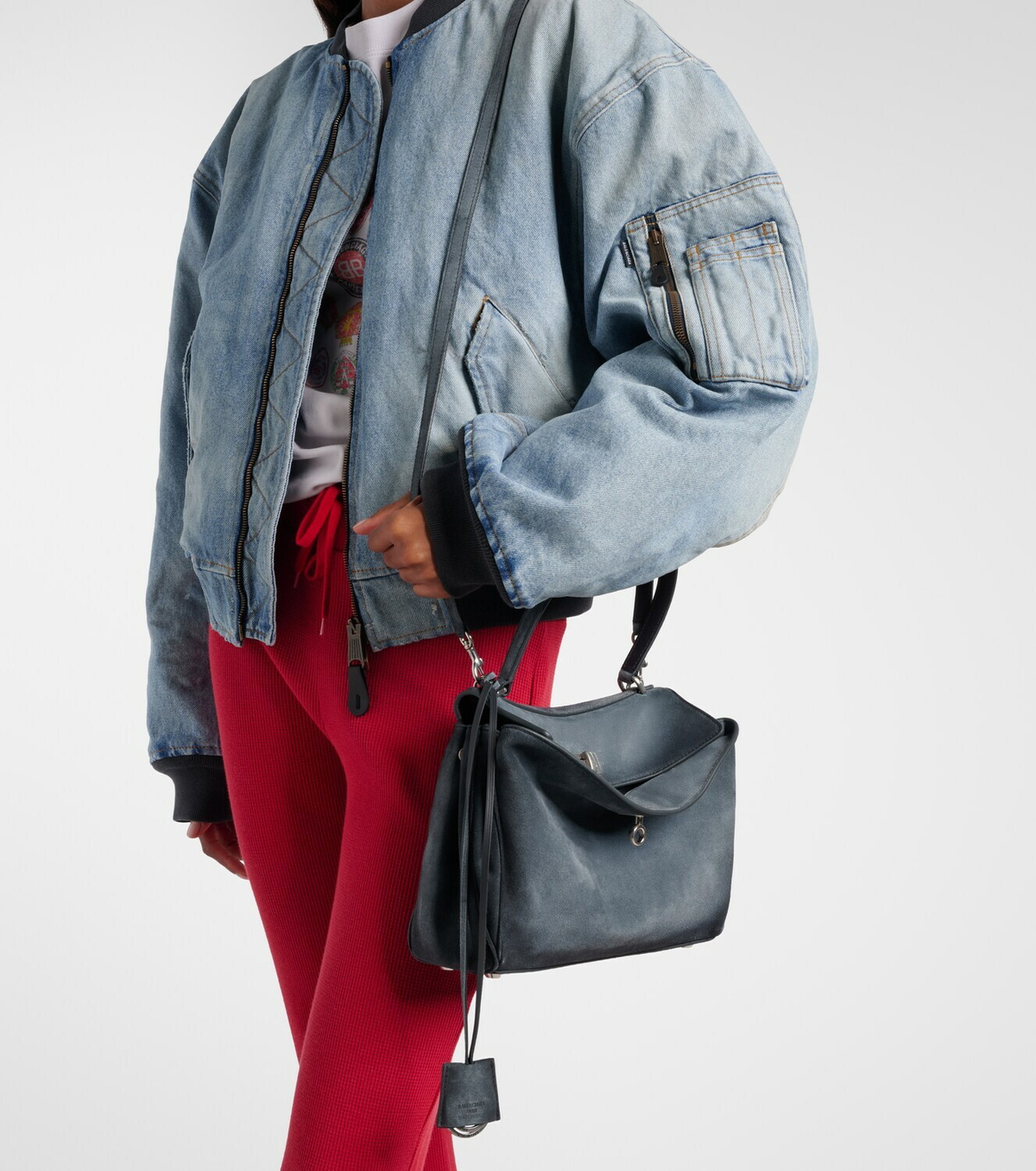 Balenciaga Rodeo Small suede top-handle bag