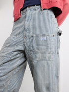 KAPITAL - Liberty Hickoree Lumber Straight-Leg Striped Cotton-Canvas Trousers - Blue