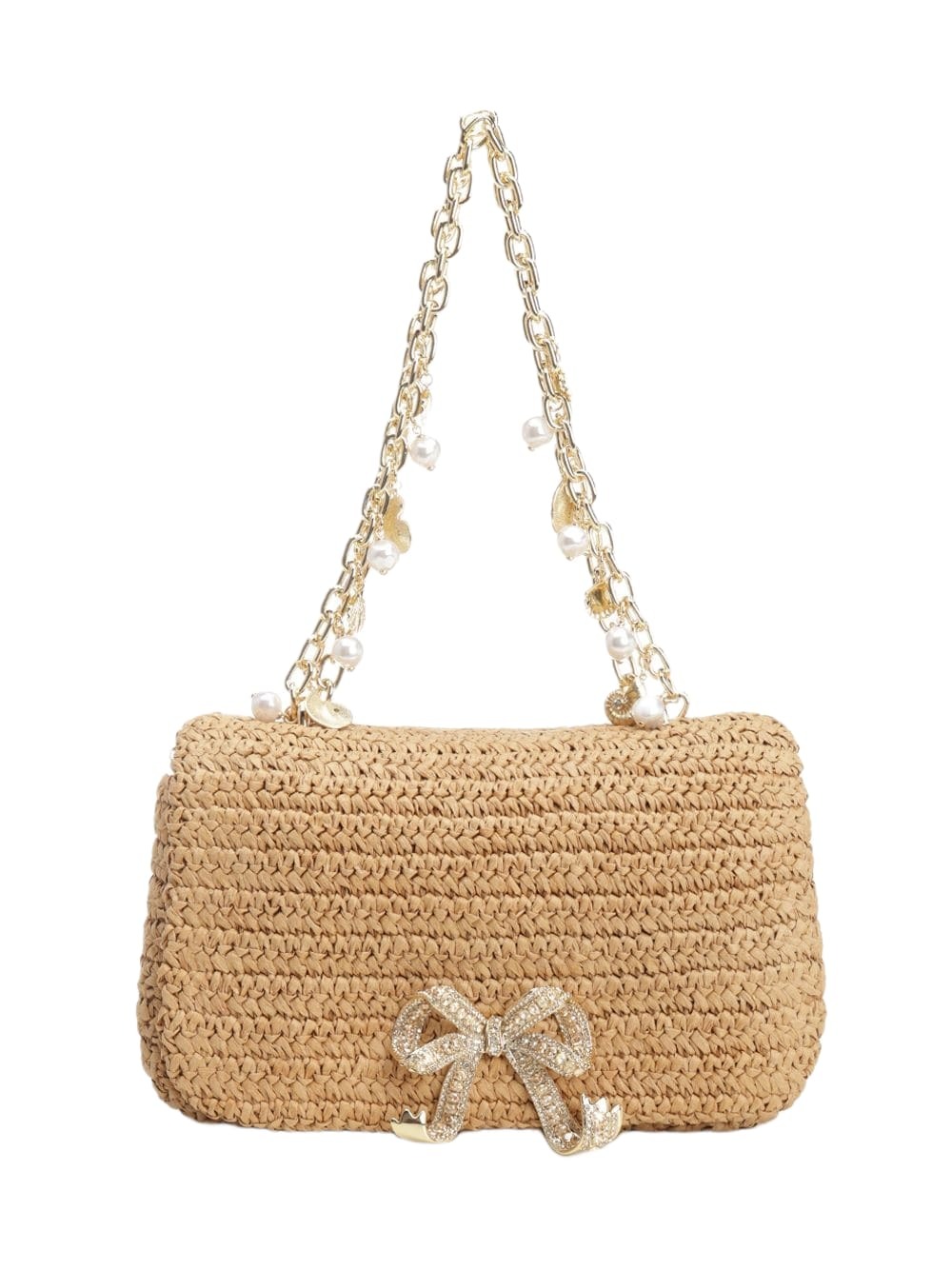 'Raffia bow charm' shoulder bag Shoulder bags