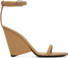 Courrèges Beige Oblique Leather Heeled Sandals