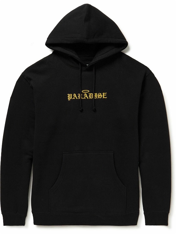 Photo: PARADISE - Halo Skull Logo-Embroidered Cotton-Blend Jersey Hoodie - Black