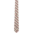 Thom Browne White Silk Tricolor Tie