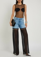 Nensi Dojaka Sheer Stretch-tulle Bodysuit Black