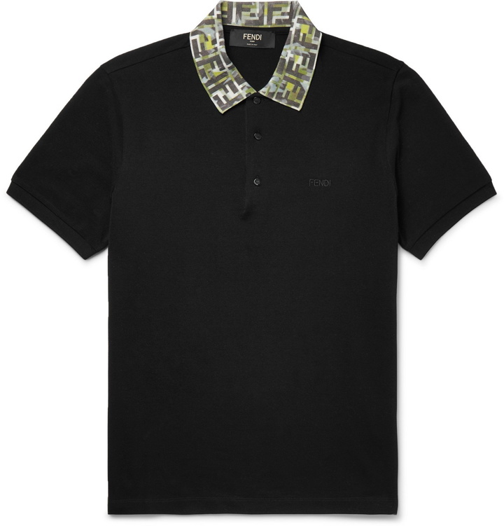 Photo: Fendi - Logo-Trimmed Cotton-Piqué Polo Shirt - Black