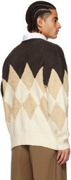 sacai Brown Argyle Cardigan