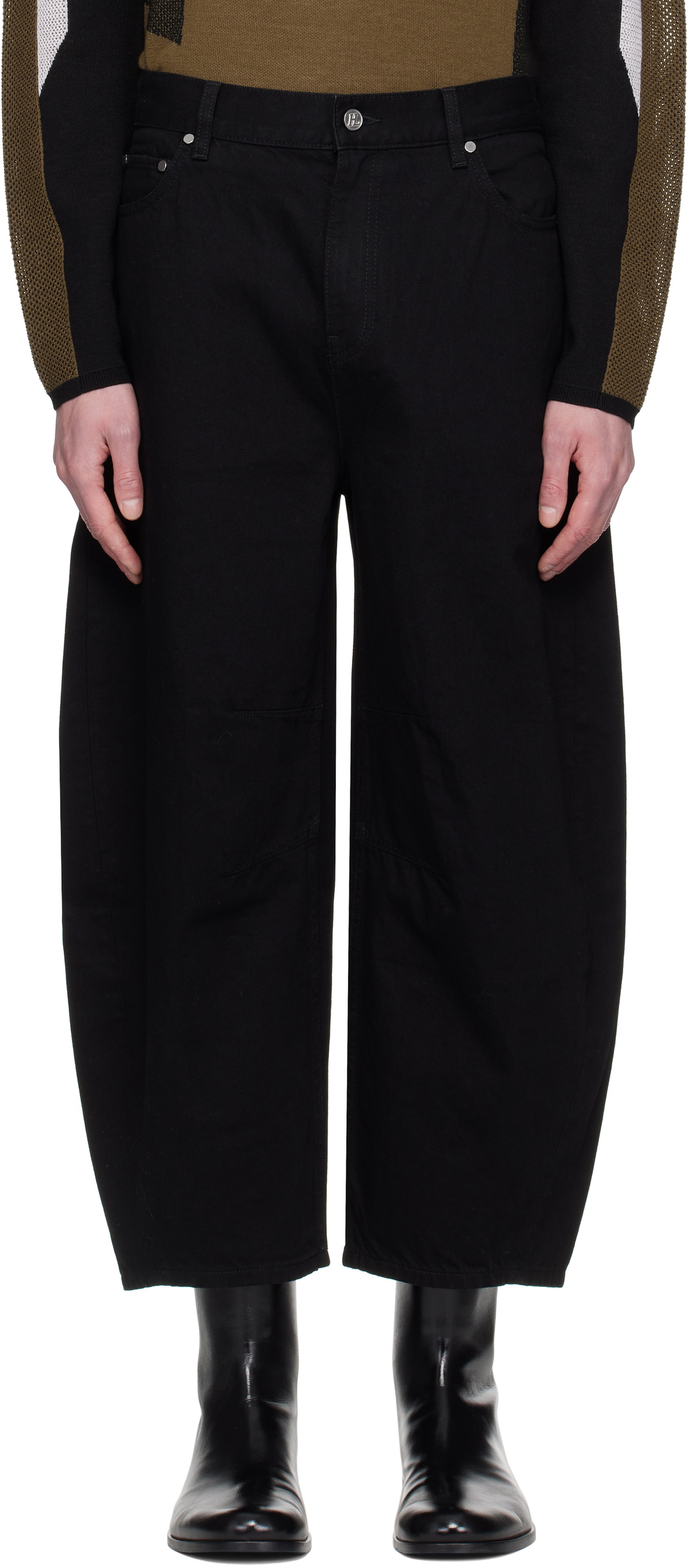 Helmut Lang Khaki Flocked Jeans Helmut Lang
