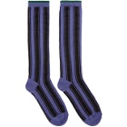 Haider Ackermann Purple and Black Beryl Stripe Socks
