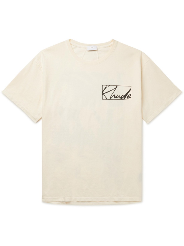 Photo: RHUDE - Theorist Printed Cotton-Jersey T-Shirt - Neutrals