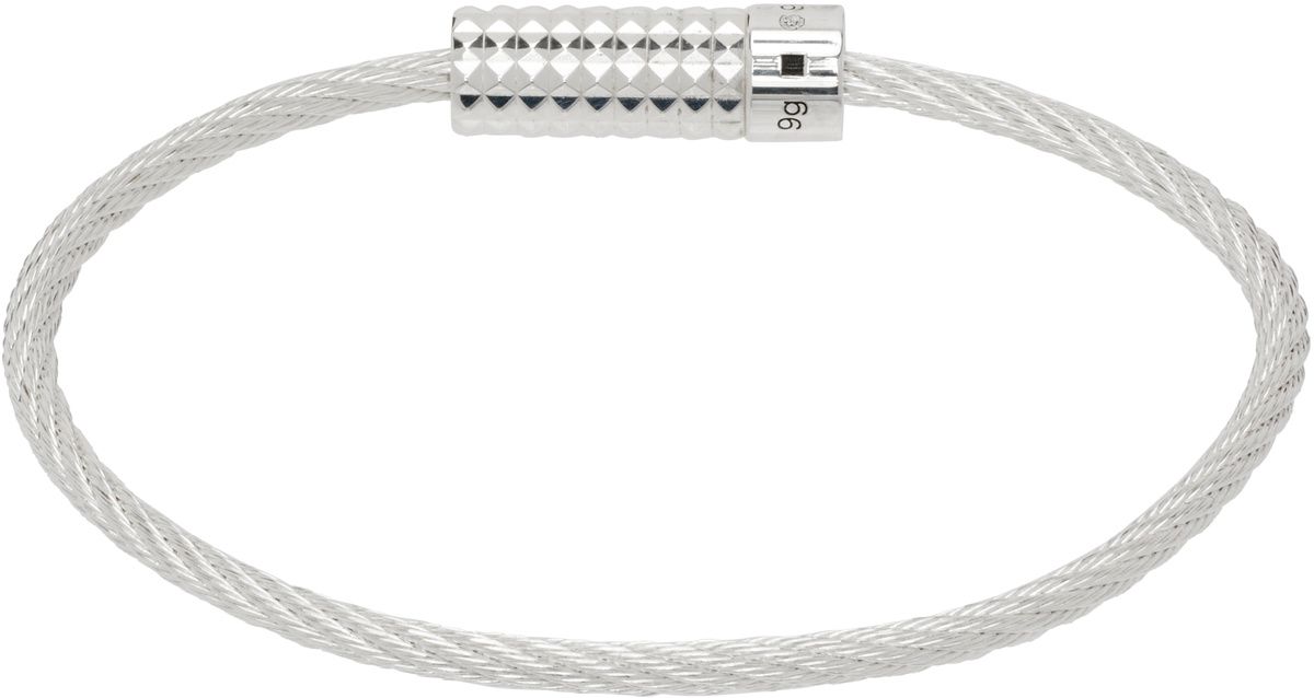 Le Gramme Silver Pyramid Guilloché Cable 'Le 9g' Bracelet