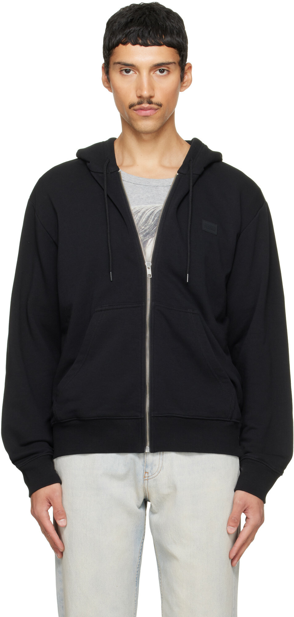 MM6 Maison Margiela Black Rubber Patch Hoodie