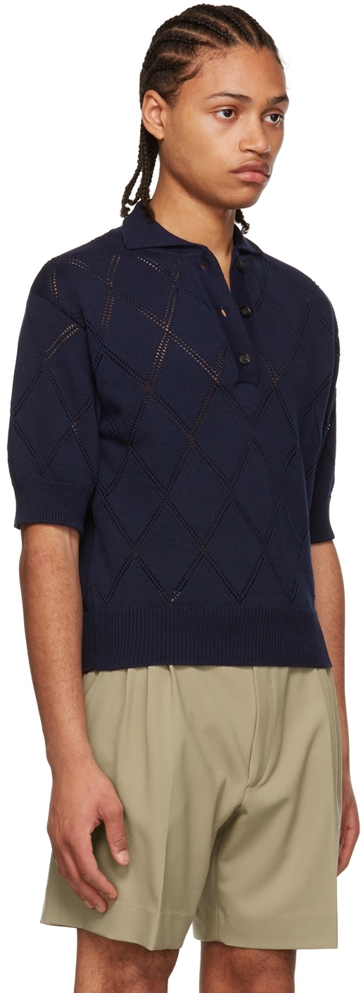 EGONLAB KN002B KNIT POLO-SHIRT NAVY BLUE 【公式通販】