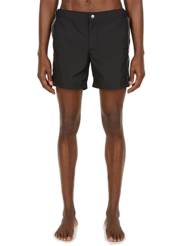 Photo: Zip Motif Swim Shorts in Black