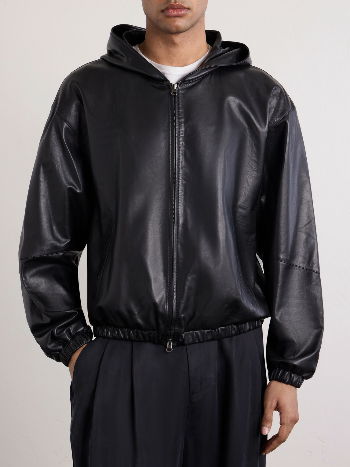 Amomento - Leather Hooded Jacket - Blue AMOMENTO
