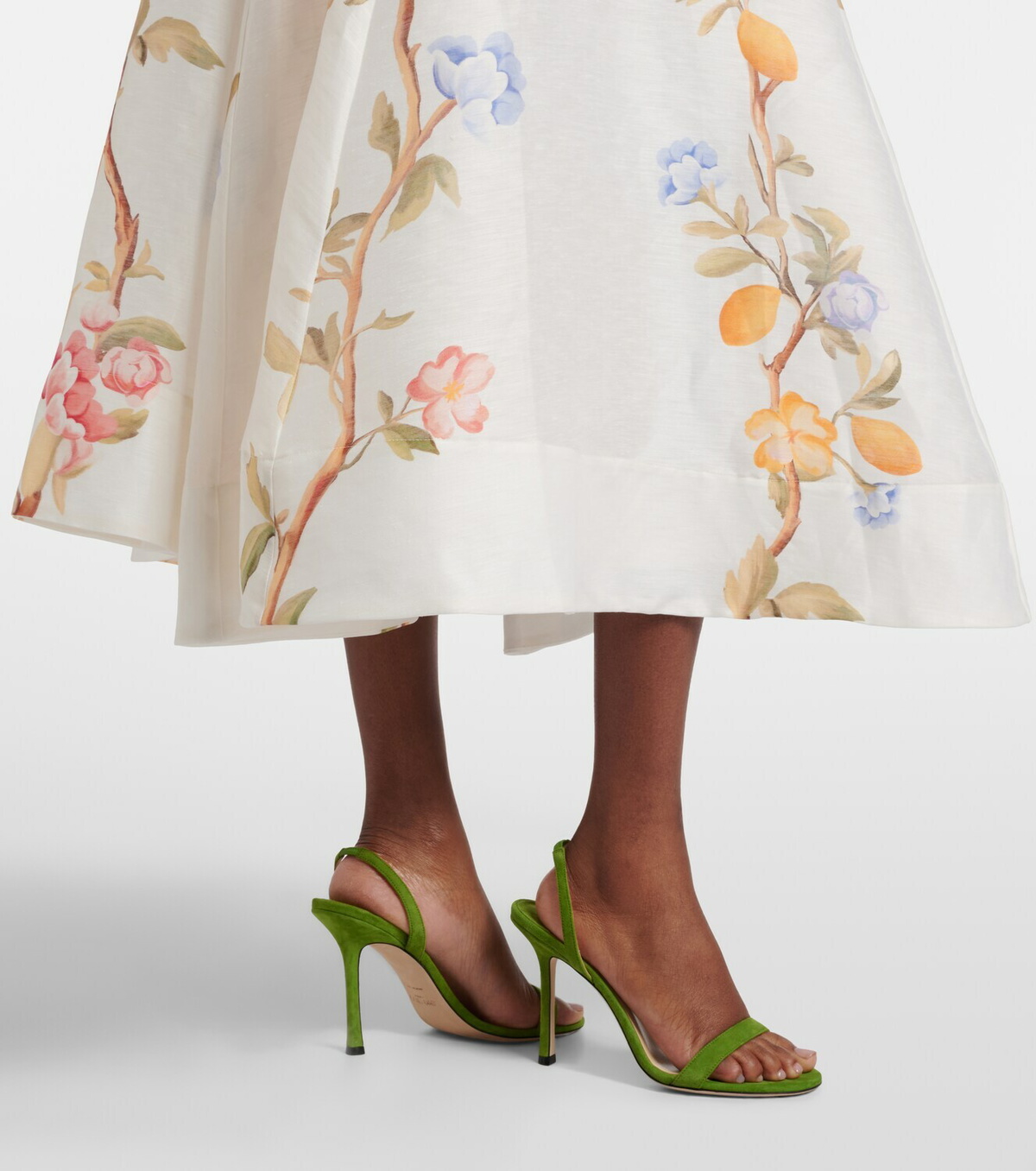 Leo Lin Selina floral ruffled linen-blend midi dress