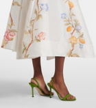 Leo Lin Selina floral ruffled linen-blend midi dress