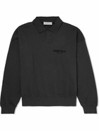 FEAR OF GOD ESSENTIALS - Logo-Flocked Cotton-Jersey Polo Shirt - Black