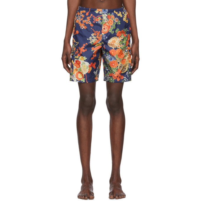 Photo: Palm Angels Navy Blooming Swim Shorts