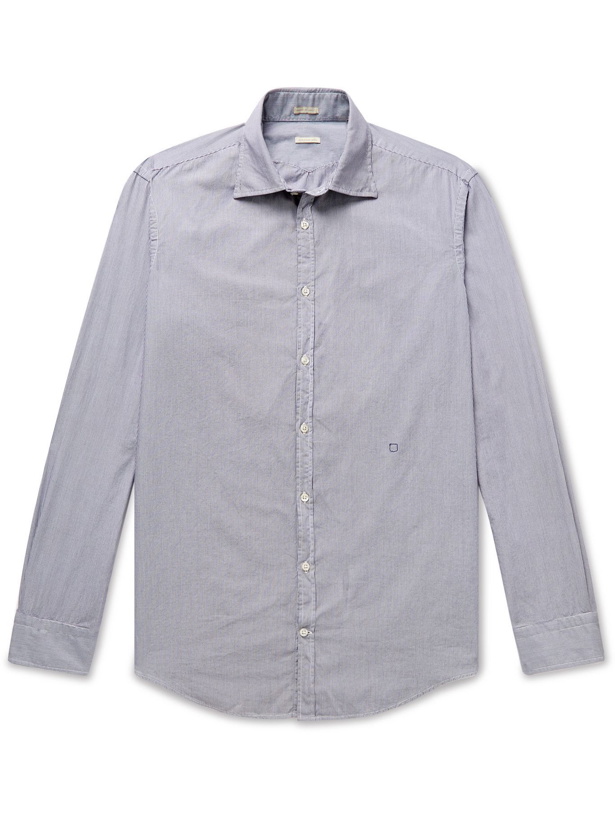 Photo: Massimo Alba - Striped Cotton-Poplin Shirt - Blue