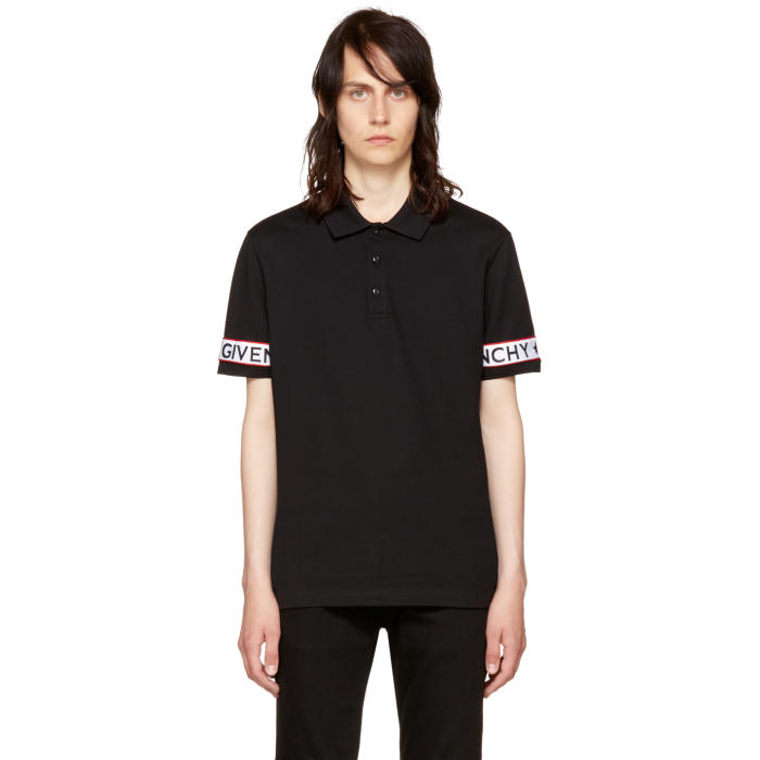 Photo: Givenchy Black Logo Sleeve Polo 