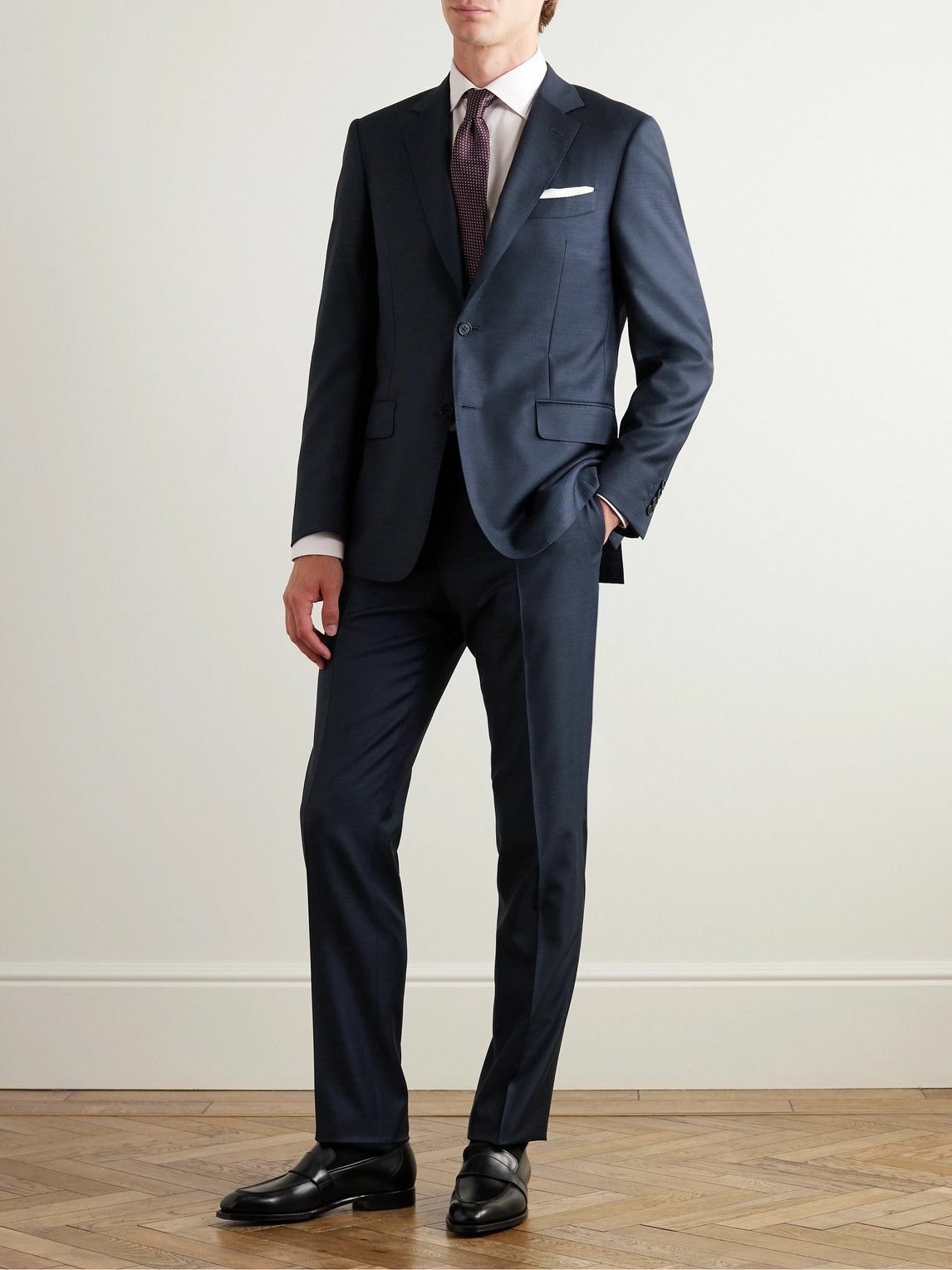 Canali - Super 130s Wool Suit Jacket - Blue Canali
