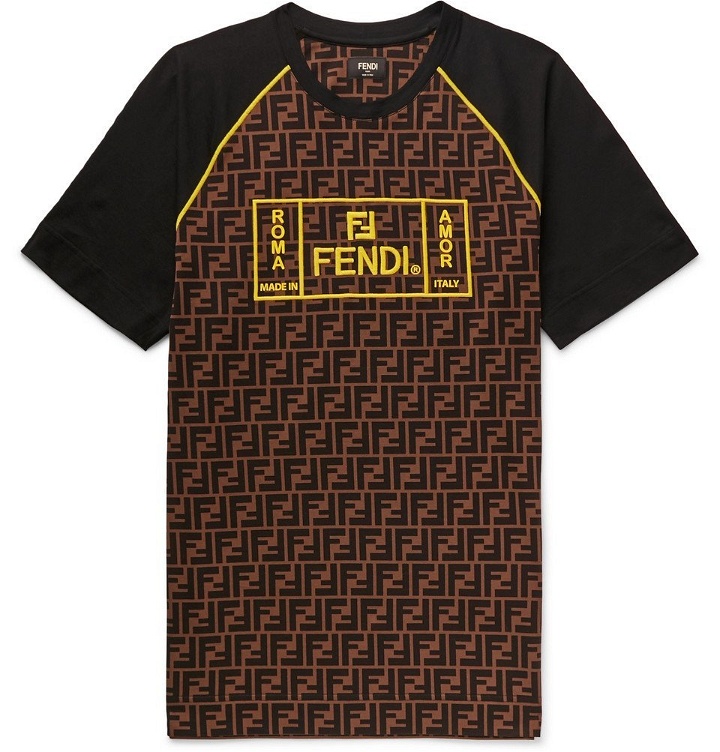 Photo: Fendi - Logo-Embroidered Cotton-Jersey T-Shirt - Brown