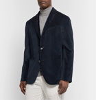 Boglioli - Beige K-Jacket Slim-Fit Unstructured Cotton-Blend Velvet Blazer - Blue