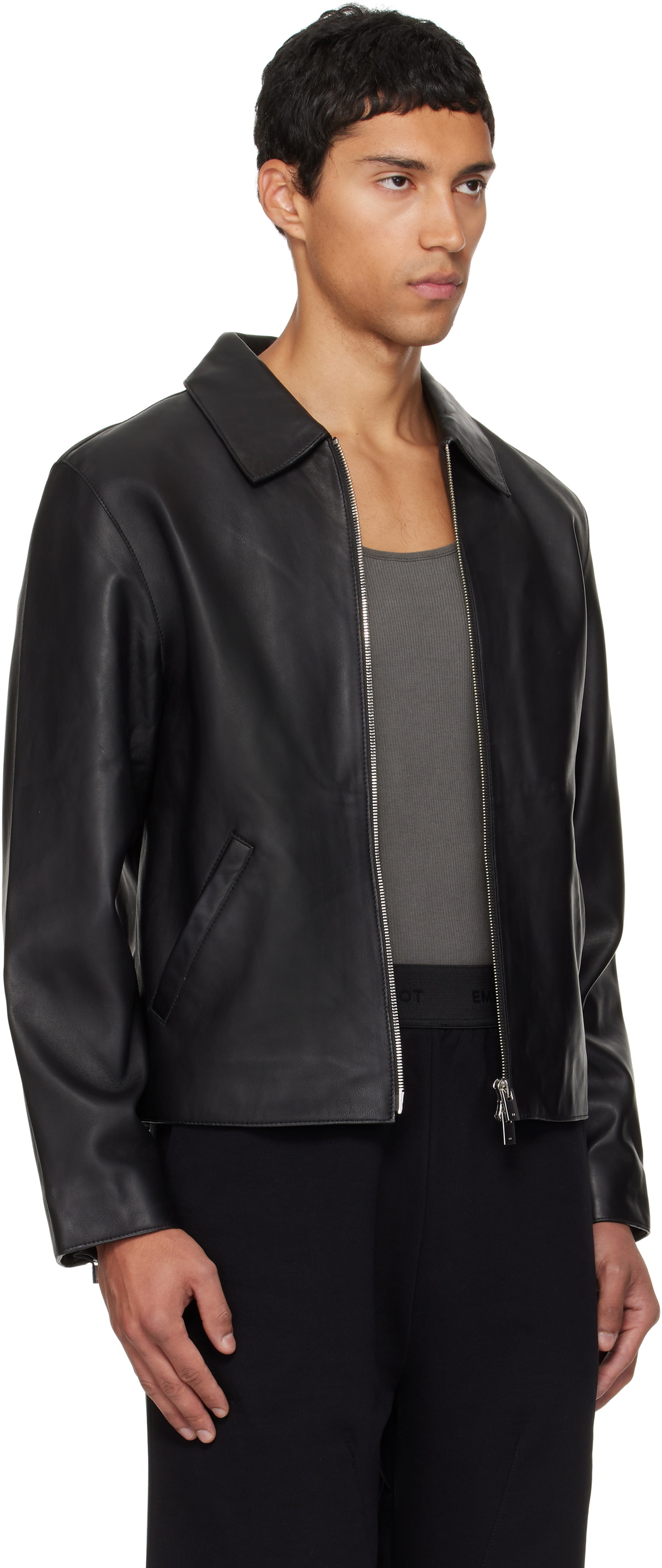 HELIOT EMIL Black Radiant Leather Jacket