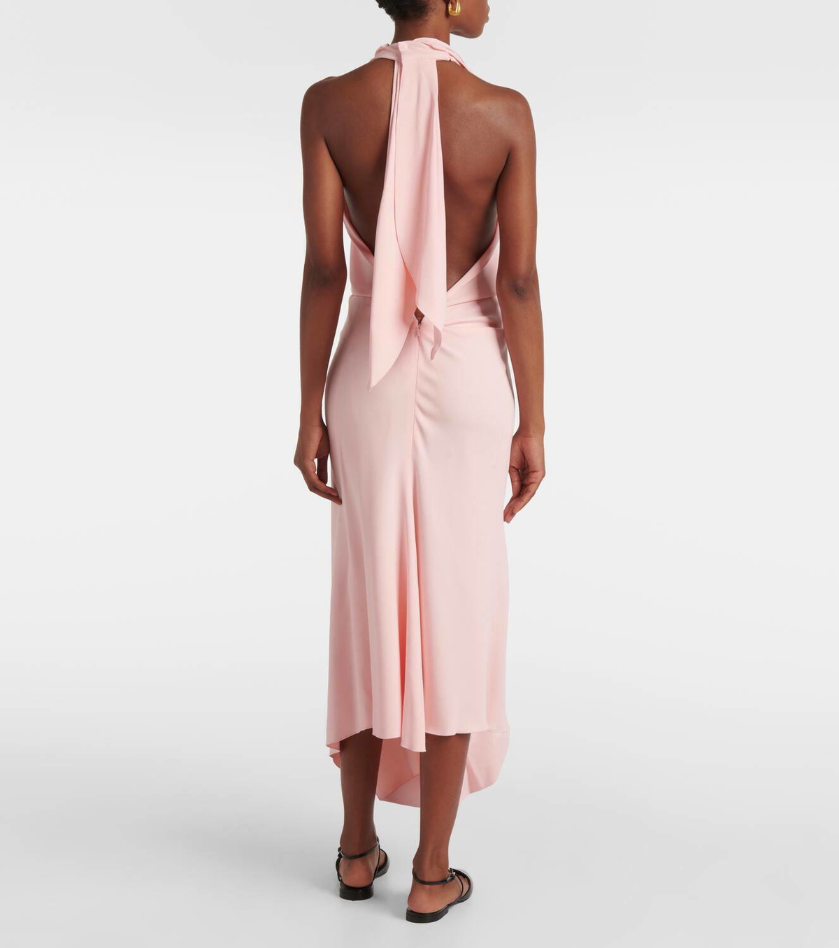 Victoria Beckham Scarf-detail open-back crêpe midi dress