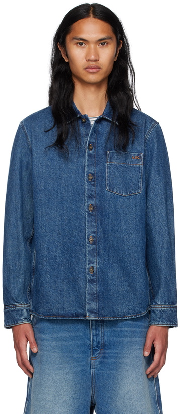 Photo: A.P.C. Indigo Spread Collar Denim Shirt