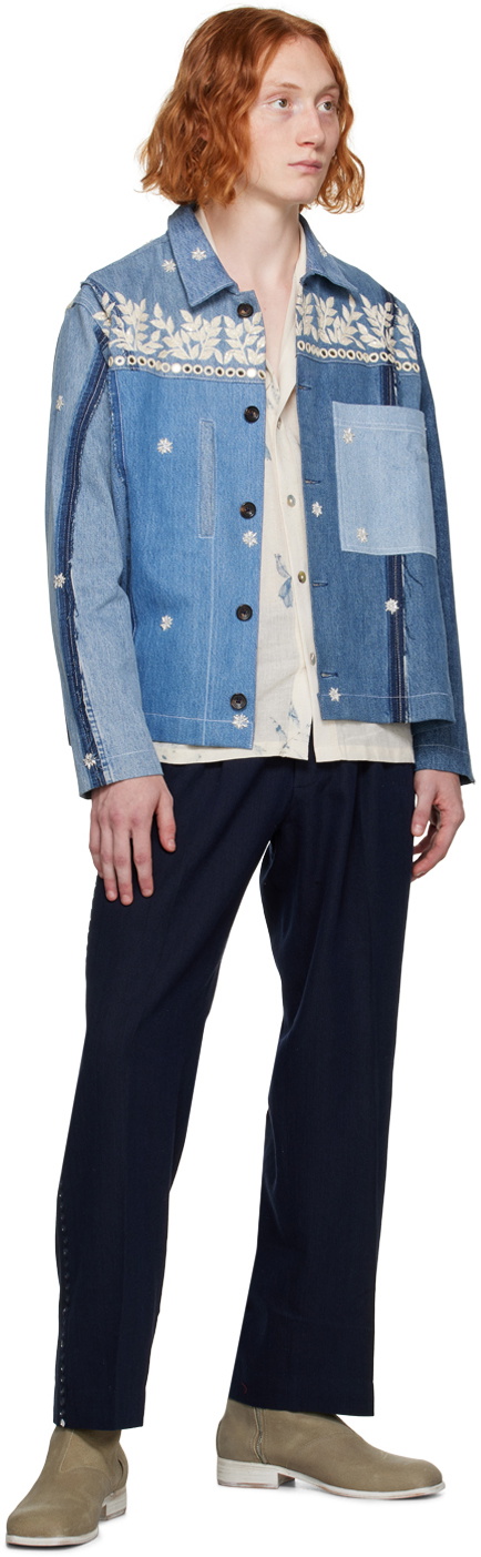 Karu Research Blue Paneled Denim Jacket