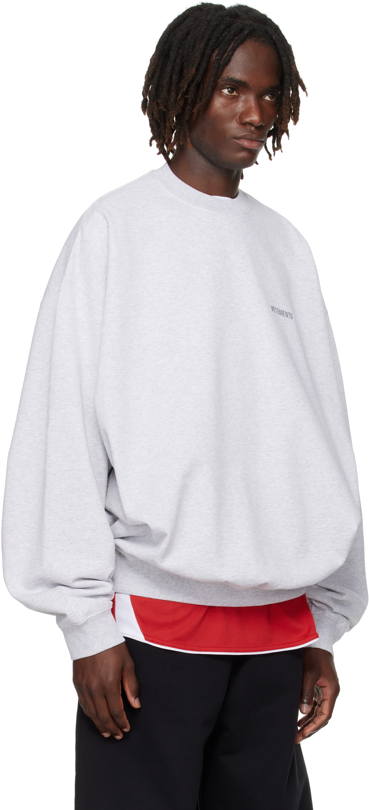 VETEMENTS Gray Logo Oversized Sweatshirt