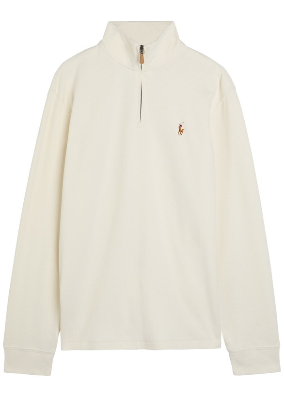 Photo: Polo Ralph Lauren Logo-embroidered Half-zip Cotton Jumper Cream