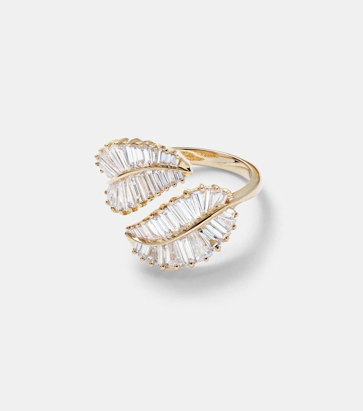 Anita Ko Palm Leaf 18kt gold ring with diamonds
