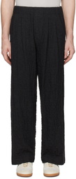 DOCUMENT Gray Wool Cotton Tucked Easy Trousers