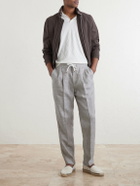Brunello Cucinelli - Straight-Leg Pleated Hemp and Linen-Blend Twill Trousers - Gray