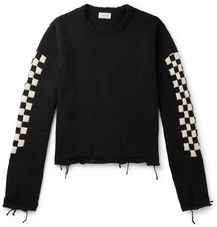 Photo: Rhude - Distressed Cotton Sweater - Black