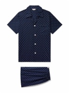 Derek Rose - Nelson 96 Camp-Collar Printed Cotton-Poplin Pyjama Set - Blue