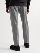 Moncler - Tapered Virgin Wool-Flannel Drawstring Trousers - Gray