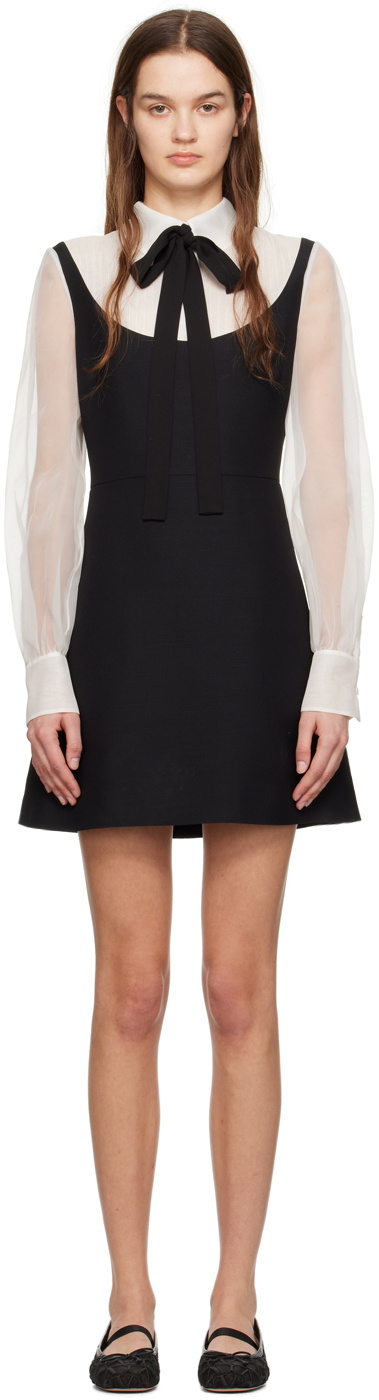Valentino Black & White Layered Minidress Valentino